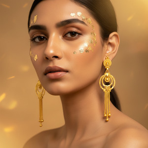 LUV FASHION Traditional South Screw Back Delicate Premium Gold Palated Earrings For Girls Brass Drops & Danglers