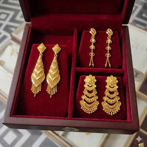 Aaahub Delicate Heart-Link Sui-Dhaga Style Chain Earrings Alloy Drops & Danglers, Jhumki Earring, Earring Set