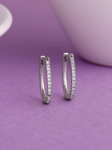 GIVA 925 Silver Zircon Twinkling Hoop Earrings|Lifetime Plating|6 Month Warranty Zircon Sterling Silver Hoop Earring