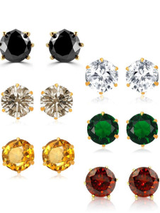RANIT CREATION Pure American Diamond Round Single stoned Earring Combo Diamond Stone, Copper, Alloy Stud Earring