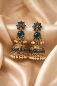 Vastaraj Elegant Gold Plated Black Stone Designer Jhumki Earrings Beads Alloy Jhumki Earring
