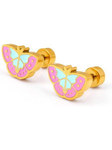 SWASHAA Bubbly Butterfly 18K Gold Plated Kid's Earrings Stainless Steel Stud Earring