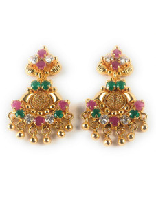 AFJ GOLD One Gram Gold Plated Traditional Trendy Stylish Earrings Alloy Stud Earring