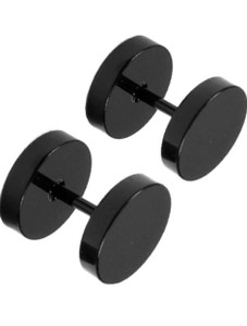 ShobhRam Black Dumble 10MM Studs for Mens/Boys/Girls/Womens/Unisex Stainless Steel Stud Earring (1 Pair) Metal Plug Earring