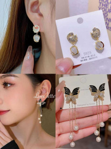 Miraclewood Trending Korean 2 Pcs Combo designs Butterfly And Duck Style Earring For Women Cubic Zirconia, Diamond, Pearl, Opal Alloy Drops & Danglers, Hoop Earring, Plug Earring, Jhumki Earring, Earring Set