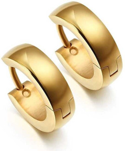 SPYRONIX REAL TREASURE Huggie Hoop Studs Murki Earrings for men Gold Stainless Steel Earring Set