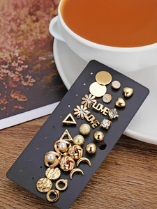 Karishma Kreations 28 pcs Stylish Hip Latest Korean Set for Girls and Women - 21320 Cubic Zirconia, Crystal Brass Earring Set, Hoop Earring, Drops & Danglers, Stud Earring