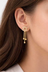 DEESHINE Royal Radiance Floral Dangler Earrings for Womens. Cubic Zirconia Alloy Drops & Danglers