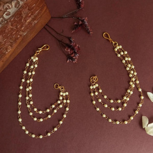 ANOUK Gold Color Copper Material Pearl ear chain Brass Ear Thread