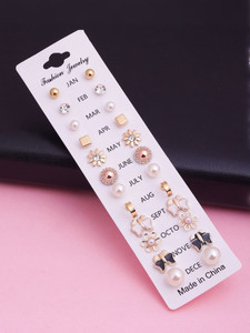 Whipcord Pack of 12 pairs for girls for kids Metal Stud Earring