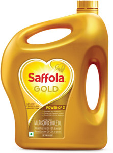 Saffola Gold Refined Cooking Rice Bran & Sunflower Blended Oil Can
