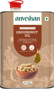 अन्वेषण वुड प्रेस्ड ग्राउंडनट ऑइल, (प्योर कोल्हू/ कच्ची घानी/ वुडन चेक्कू तेल) मूँगफली का तेल टिन