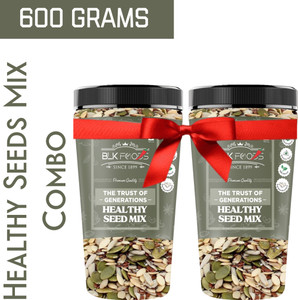 BLK FOODS 600g Seed Mix | Protein Rich Healthy Snacks | Seeds Mixture | (300g X 2) Pumpkin Seeds, Sunflower Seeds, Watermelon Seeds, Brown Flax Seeds