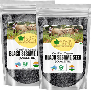 Bliss of Earth 2x100gm Black Sesame Seeds Unhulled Organic Fiber Rich for Cooking & Baking Black Sesame Seeds