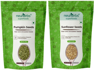 Neuherbs Organic Sunflower & Pumpkin Seeds Combo for Healthy heart, Restful sleep, Boosted energy and Weight managemen?t- (Sunflower seeds 200g + Pumpkin seeds 200g) Sunflower Seeds, Pumpkin Seeds