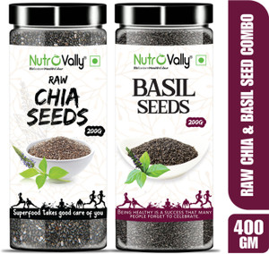 NutroVally Chia & Basil Seeds for Weight Loss | Rich in Anti-Oxidants & Omega3 | Sabja | Chia Seeds, Basil Seeds