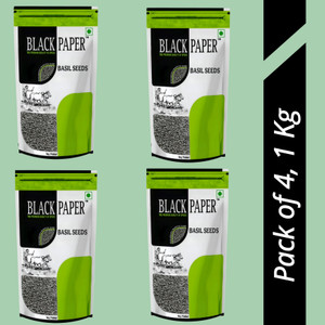 black paper Basil Seeds 1 kg , Sabja, Bast the Heat with Sabza Seeds Sweet Basil Seeds