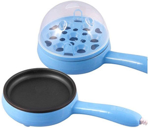 MANTAVYA Mini 7 Egg Poacher Boiler Steamer Cooker Non Stick Frying Pan Round Electric Pan