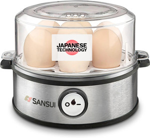 Sansui Super Egg Boiler Egg Cooker, 7 Eggs, Silver/Black - Image 1