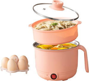 DEALZONE Electric Cooking Pot, Steamer with Egg try 1.5L Multi Cooker with Concealed Base Electric Pressure Cooker, Food Steamer, Rice Cooker, Travel Cooker, Egg Boiler