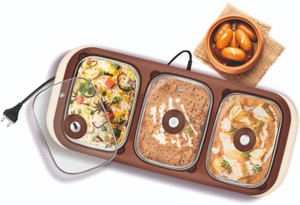 BREEZE Buffet Stainless Steel 3 Dish Food Warmer & Buffet Server Electric Cooking Heater