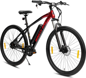 Ninety one E-Drago 7.8Ah Battery | Front Suspension | 250Watts IP65 BLDC Motor | Black Red 27.5 inches Single Speed Lithium-ion (Li-ion) Electric Cycle