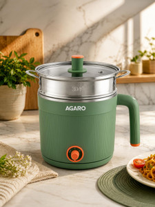 AGARO Regency 33874 Multi Cook Kettle With Steamer, Double Layered Body Multi Cooker Electric Kettle