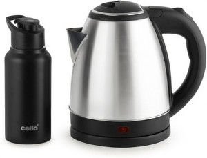 cello Quick Boil Lifestyle Kettle 1.5 L + Sippa 500 ML Stainless Steel Water Bottle Electric Kettle