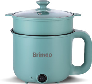 Brimdo 3-In-1 Multi Cooker 600W Non Stick Cooking Pot Steamer Rice Cooker, Food Steamer, Travel Cooker, Egg Cooker, Air Fryer, Deep Fryer, Egg Boiler