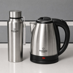 Freshome 1.5L Electric Kettle with 1L Stainless Steel Water Bottle Combo Beverage Maker