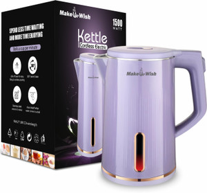 Make Ur Wish Electric Glass Tea Coffee Kettle Jug 1.6 Litres 1500W With Auto Cut Off Electric Kettle