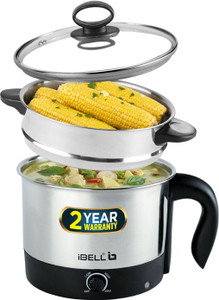 iBELL MPK12M Premium Multi Purpose Kettle, 600W Cooker with Inner Pot, Stainless Steel Electric Kettle