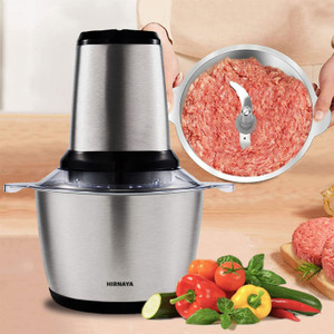 Hunk shopper's Electric Food Chopper, 2L 8-Cup Stainless Steel Bowl Kitchen Mini Food Processor for Meat Vegetables Fruits or Nuts, 4 bi-Level Blades Meat Grinder Blender, Fast & Slow 2 Speeds Electric Vegetable & Fruit Chopper (1) Electric Meat Grinder