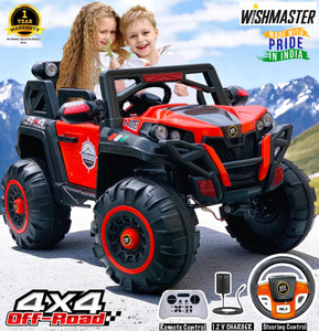 Wishmaster 5 motor 4x4 Big Size Driving Car Remote , Mobile App Control + Steering Drive Jeep Battery Operated Ride On