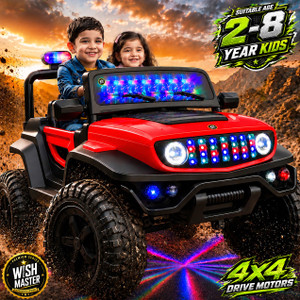 Wishmaster 4x4 Roxy Offroad Electric Jeep For Kids 2-8 Years | Big Size Wheel Car Battery Operated Ride On