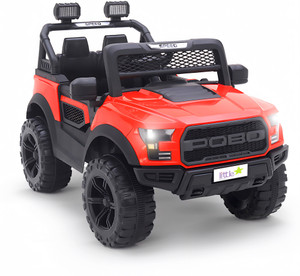LITTLE RIDES Pobo 12v Battery Operated Jeep for Kids, with Light & Music Big Jeep Battery Jeep Battery Operated Ride On
