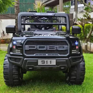 SmallBoyToys POBO (1-8Yrs) 4X4 BLACK 4 MOTORS Jeep Battery Operated Ride On
