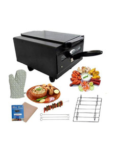 HOT LIFE Electric Tandoor with Pizza Cutter,Recipe Book, Glove, Magic Cloth 1500-Watt (All Accessories) Black Lightweight and Elegant Looking Tandoor Electric Tandoor