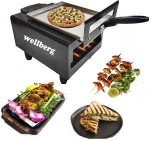 WELLBERG Micro Smart Looking Electric Tandoor Combo 1500 W (Black) Steel Element for Heating Pizza Maker