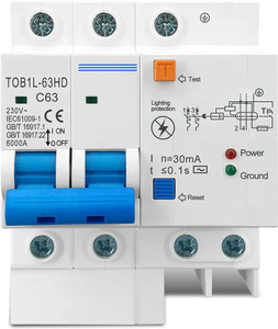 Safefy RCCB 63A Single Phase Breaker with Short-Circuit/Leakage/Lightning Protection Din Rail Mount MCB MCB