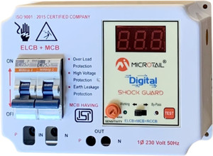 MICROTAIL Single Phase 63A 2 Pole Digital RCCB + ISI Marked MCB High Voltage Protection Single Phase 63A 2 Pole Digital RCCB + ISI Marked High Voltage Protection MCB