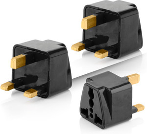 HI PLAST (Pack of 3) UK Adapter for Indian Pins 3-Pin Plug Type-G Converter Socket for UK, UAE, Hong Kong, Malaysia,Singapore Power Plug