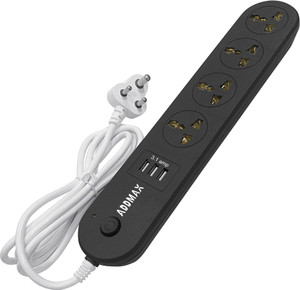 Addmax Extension Cord 4 Socket with 3 USB Port –Fire Flame Proof Multi Plug Power Strip 4  Socket Extension Boards