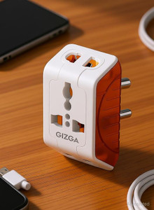 Gizga Essentials 3 Pin Multi Plug Socket | Universal Adapter with Compact Design, Travel Friendly 6 A Three Pin Socket