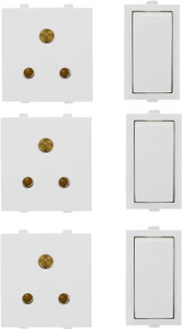 JELECTRICALS Modular 6 AMP Switch and Socket 3 Combo 6 A One Way Electrical Switch