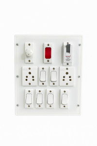 Rgtas Modular Switch Board with 2 Universal Sockets, 6 Switches, Regulator 20 A One Way Electrical Switch