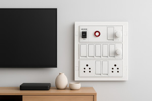 Rgtas Electrical Switch Board with 1 MCB, 1 Indicator, 2 Universal Sockets 20 A Four Way Electrical Switch