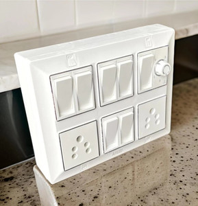 Muenterprises 12 Modular Gang Box with 7 Flat Switches 2 Sockets and 1 Fan Regulator 16 A One Way Electrical Switch
