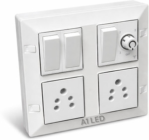 A1 LED 8 Module Modular Switch Board with Socket & Regulator Wall Mount Panel Wall Plate