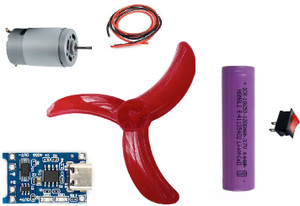 Electroparticle DIY 3.7V High-Speed Fan Kit with Motor, Blade, Battery, Charger, Switch & Wire Electronic Components Electronic Hobby Kit